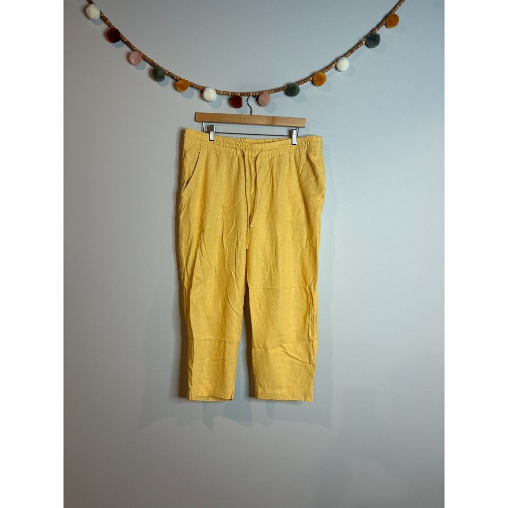 Gap yellow linen blend Easy Pant cropped pants